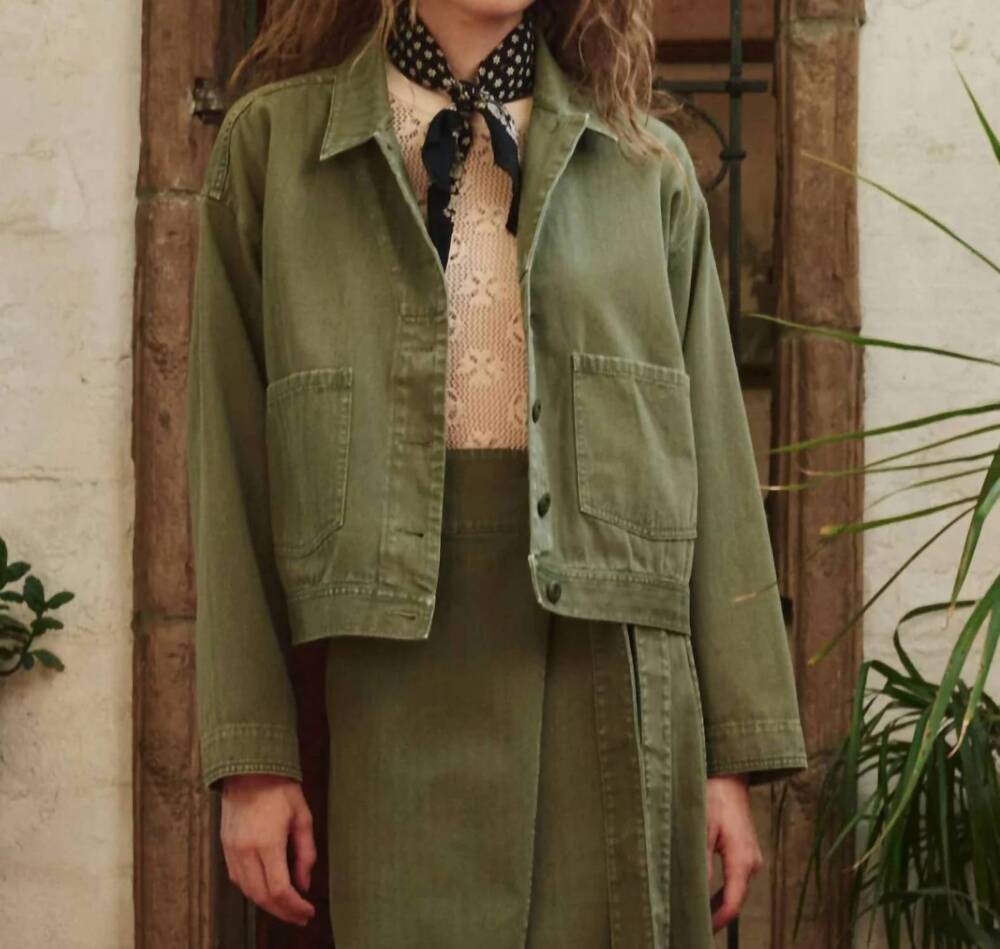 NEW THE GREAT. the rancher jacket in military green